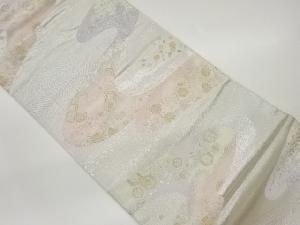 曲線に菊唐草・七宝・亀甲模様織出し袋帯